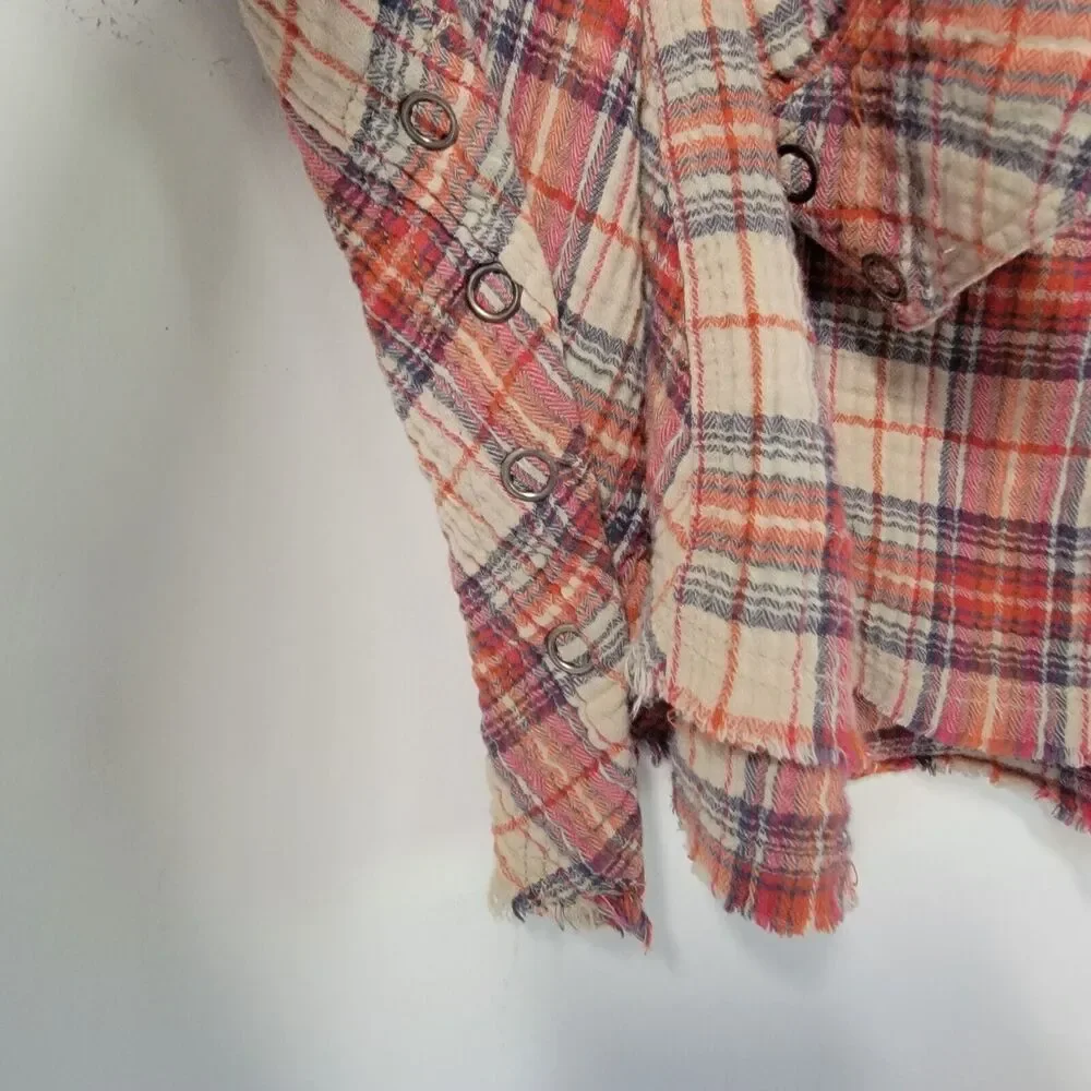 FREE PEOPLE Juniper Ridge Gauze‎ Plaid Button Down Small